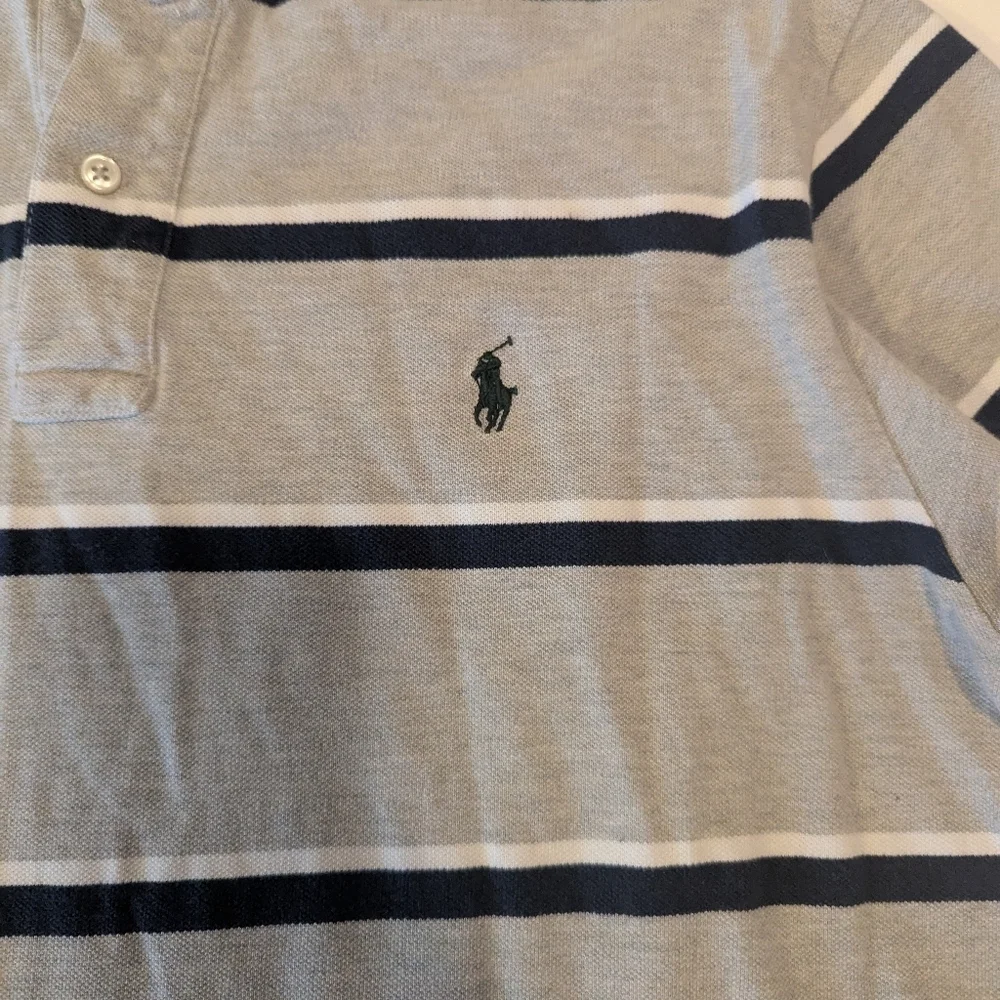 Polo by Ralph Lauren Men's Gray Striped Short-Sleeve Shirt, Size Large